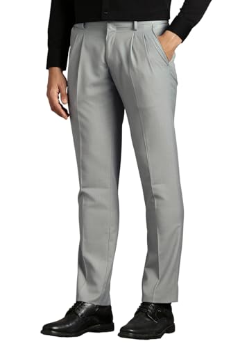 Image of Louis Philippe Men's Regular Fit Fashionable Pleated Trouser Work Ready Solid Formal Trouser