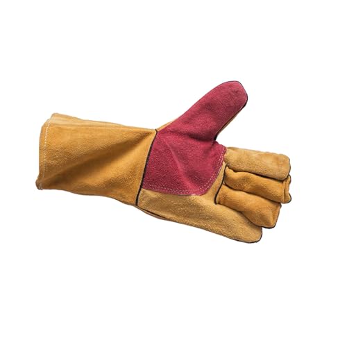 SEIWEI Welding Gloves Fire Heat Resistant for Fireplace Wood Stove Fire Pit Furnace Handling Dry Ice - One Size, Yellow-Red