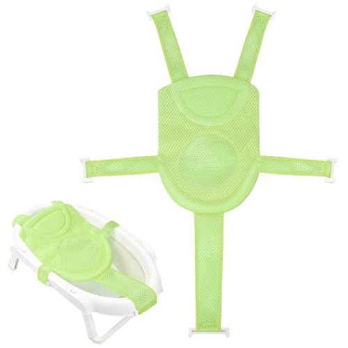 Image of Colorlife Baby Bath Seat Support Net Infant Bathing Seat Support Mat, Adjustable Comfortable Non-Slip Five-Pointed Baby Shower Net Bathtub Sit Up Mesh for Newborn 0-12 Months-Grass Green(No Bathtub)