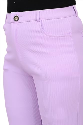 Image of Women's Wide Leg 4-Way Stretch Stripped Business Casual Pants Flexi Waist Wrinkle Resistant