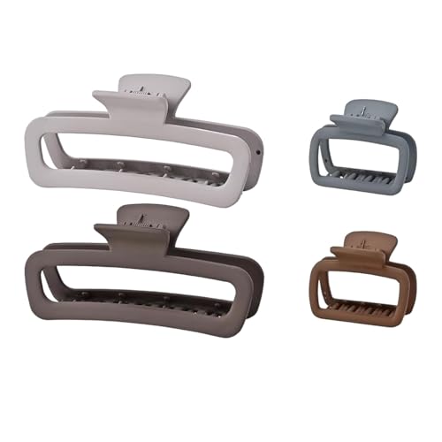 Image of Bakefy-2+2 Big and Small Large Hair Claw Clips for Thick Curly Long Hair Square Hair Strong Hold Hair Jaw Clips Matte Medium Big Clips Hair Claw for Women Hair Styling Accessories