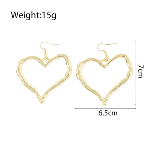 Y2k Gold Big Heart Dangle Earrings for Women,Geometric Exaggerated Super Large Hollow Heart Earrings,Minimalist Statement Jewelry Valentine's Day Gift3