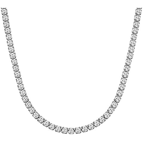 ChainsHouse Women 3mm Round Cubic Zirconia Tennis Necklace 18 Inch Cover