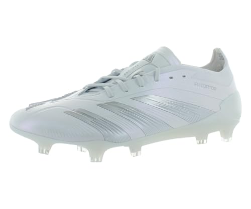 Image of adidas Predator Elite Firm Ground Unisex Shoes Size 7, Color: Silver Metallic /Footwear Chalk White /Pure White