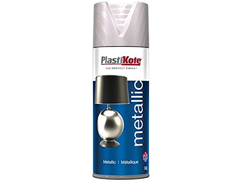 Plasti-Kote Metallic Spray Paint Brushed Nickel Finish 400ml – Durable, Quick-Dry, Smooth Metallic Coating for Indoor & Outdoor Surfaces – Ideal for DIY, Home Décor & Craft Projects