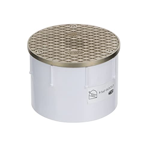 Zurn Co2450-Pv4 Adjustable Floor Cleanout, Nickel Top, 4" Pvc, Brass #TOP1