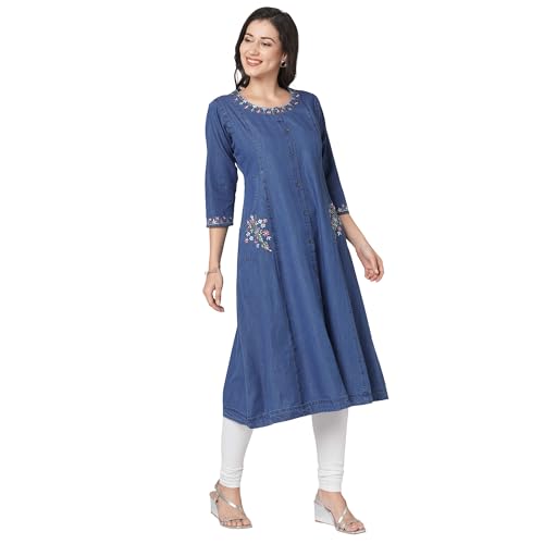 Image of GIA Denim Little Embroidery Kurti