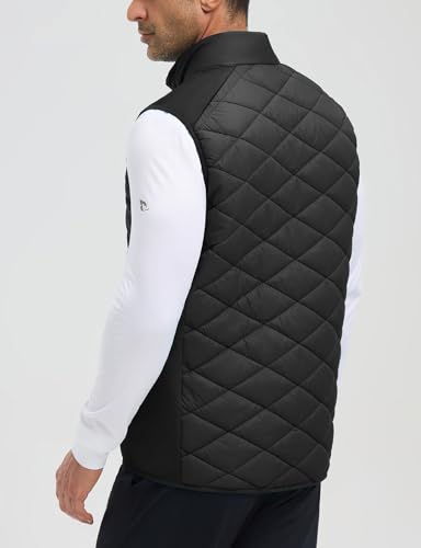 baleaf Herren Wanderweste Gefütterte Golfwesten Steppweste Outdoor Sportwesten Outdoorwesten für Laufen Golf Wandern Schwarz L