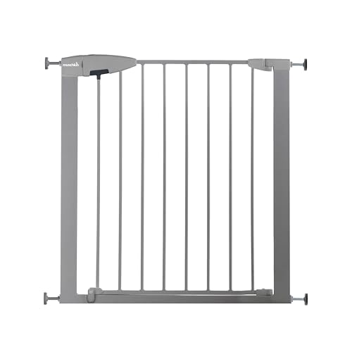 Munchkin Lindam Easy Loc Pressure Fit Baby & Dog Gate | Wide Stair & Door Gate | Easy Install No-Screws | 73-79cm, Silver