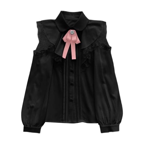 Blusa Lolita con lazo y encaje japonés para mujer
