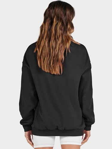 Image of ANRABESS Womens Oversized Sweatshirts Mock Neck Pullover | Cozy Fleece Long Sleeve Tops, Casual Daily Wear, Going Out & Preppy, Loose Fit, 2026 Fall Winter Trendy Outfits