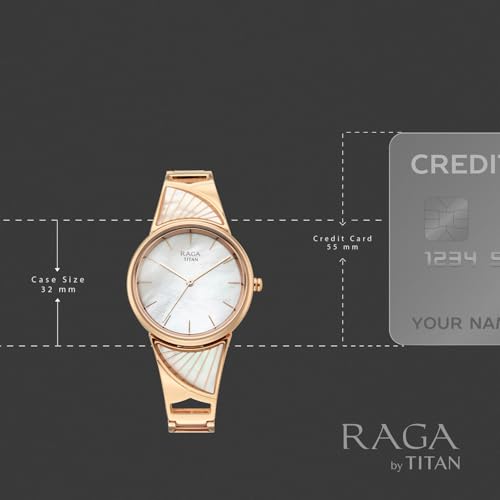 Image of Titan Raga Power Pearls 2.0 with Quartz Analog Mother of Pearl Dial Rose Gold Brass Strap Watch for Women - 2810WM01F