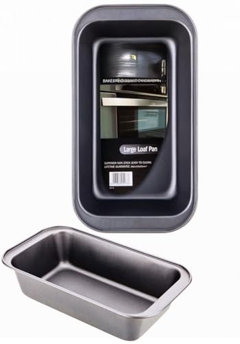 Home Fittings ® Premium 3lb Non-Stick Large Loaf Pan - Dishwasher Safe, Carbon Steel - Non Stick Large Loaf Tin 28x34x6.5 cm Grey 3LB =1.4kg = 48 Ounces