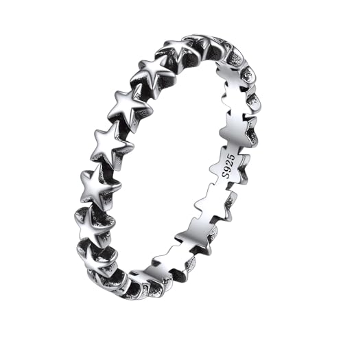 ChicSilver 925 Sterling Silver Ring 2mm Retro Evil Eye/Vine Stacking Rings Eternity Wedding Band for Women Size 5-12(with Gift Box)