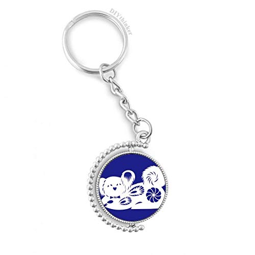 Porte-clés Chien du Zodiaque chinois, anneau keyholder rotatif et multicolore
