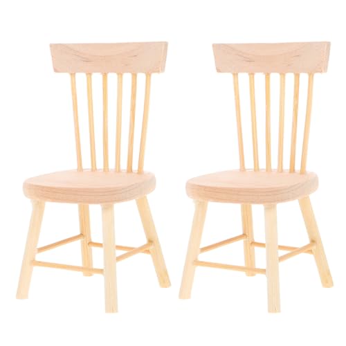 SHINEOFI 2pcs Miniature Dollhouse Chairs Mini House Furniture for Crafts Tiny Wooden Chair Decor DIY Chair Ornament Photo Props Desktop Display Accessories