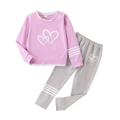 Image of OLMRJKD Kids Toddler Girls Clothes Figure Graphic Drop Shoulder Top Pullover Spotted Print Pants Fall Winter Outfit Set