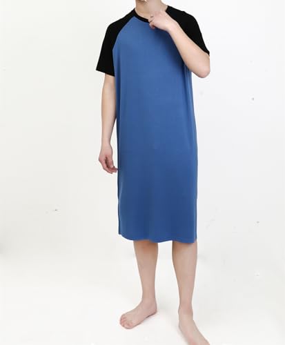 Men's Short-Sleeve Nightshirt Pajamas Crew neck Nightgown Loose Comfy Sleep Shirt Big & Tall Kaftan Sleepwear4