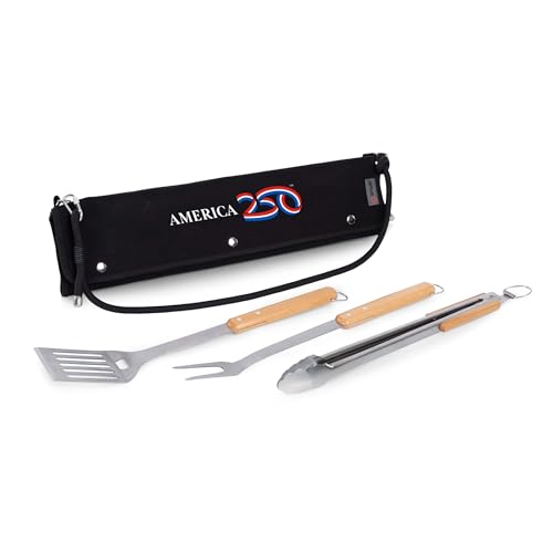 Set Parrillero 3 Piezas Acero Inoxidable y Madera miniatura 1