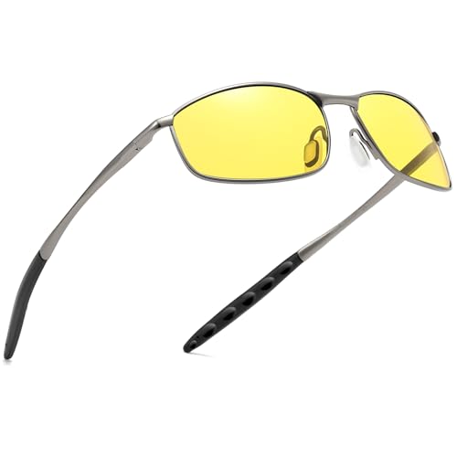 Image of SUNGAIT Mens Narrow Polarized Sunglasses Metal Frame Small Rectangle Retro Durable UV400 Protection