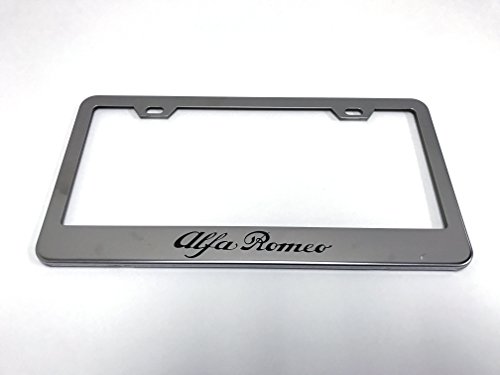 Deepro 1pc Alfa Romeo Stainless Steel Chrome Metal License Plate Frame with Screw Caps