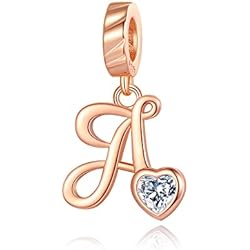 Charm Pandora Quimica NINGAN Abalorios A Letras de Plata de Ley 925 Charm Originales Iniciales para Pulsera Collar