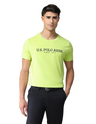 Image of U.S. Polo ASSN. Knitted Slim Fit Cotton T-Shirts for Men - Breathable & Comfortable, Half Sleeves Mens Casual T Shirts