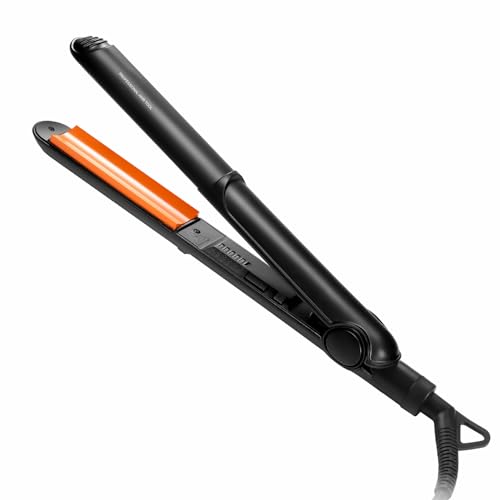 Professional Hair Styling Iron, Adjustable Temperature 140-220°C, LED Display, Black and Orange