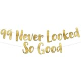 99 Never Looked So Good Gold Glitter Banner - 99th Anniversary and Birthday Party Decorations