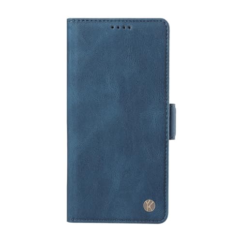 Étui portefeuille iPhone 17 Pro rabat magnétique cuir bleu