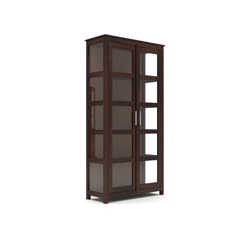 Image of Ekdantix FurnitureSolid Wood Bookshelf with Acrylic Glass Doors | Wooden Display Cabinet for Living Room | Multipurpose Storage Almirah for Books, Decor & Office Use (Walnut Finish)