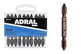 ADRAL PB65 Power Bit HD – 65mm Double Sided PH2 Magnetic Screwdriver Bit | S2 Steel | High Torque | Brown Anti-Rust Coating | Extra Strong Magnetic Head | Pack of 10