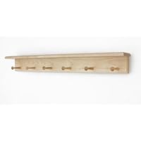 Solid Maple Shaker Peg Rack with Shelf (3 to 10 Pegs) - Made in The USA
