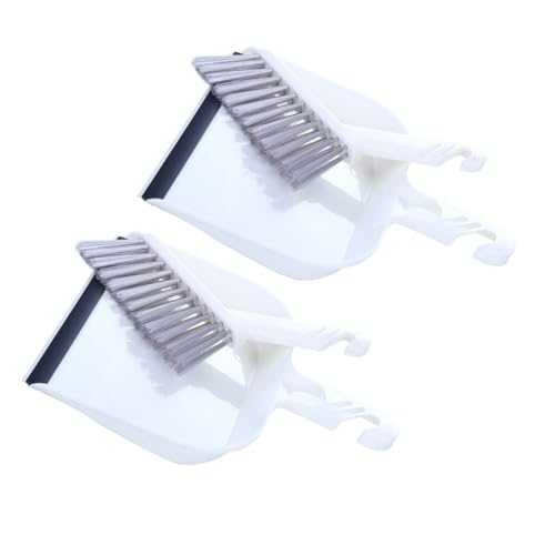 DINHEAROM 2セット ミニ卓上ほうきちりとり ホワイト キッチンテーブルクリーニングツール 密集毛ブラシ 掃除用具 卓上用 コンパクトデザイン