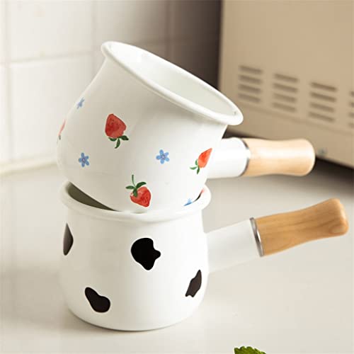 Enamel Milk Pot With Wooden Handle Gas Stove Induction Cooke Baby Breakfast Milk Coffee Saucepan Cookware(Orange) by CGTENBS - Image 5