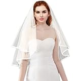 KBYHZ Bridal Veil Wedding Veil Short Veil Women's Simple Tulle Veil Satin Edges with Comb Bride's Gi