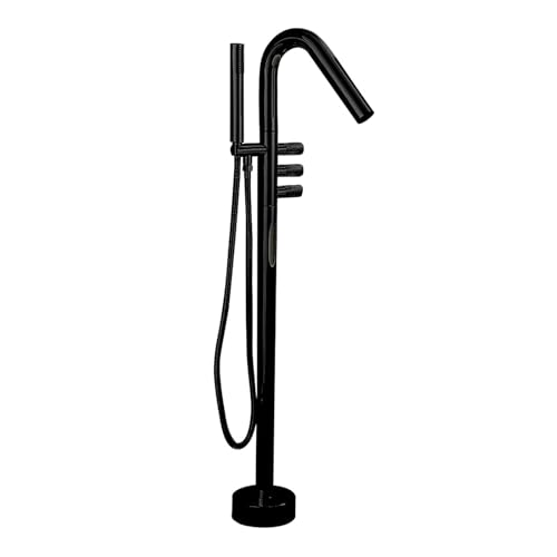 WRJAHCG Latón Grifo De Pie para Bañera Exenta,Monomando Caliente O Frío Grifo Bañera Y Ducha,Modernos Grifo Suelo Bañera Alcachofa De Mano,Negro