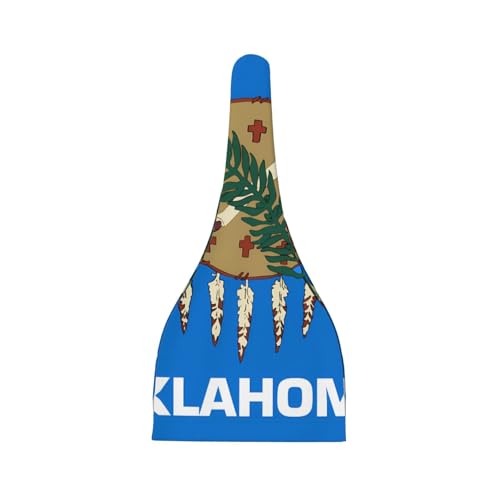 Oklahoma State Flag Print Newborn Baby Hat, Soft Top Knotted Beanie Cap, Cute Infant Headwear for 0-6 Months Welcome Party Black2