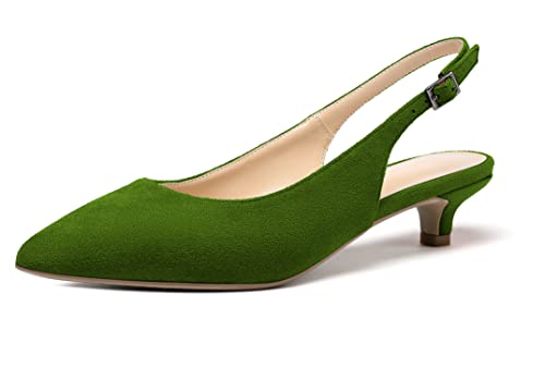 Mettesally Women's Slingback Sandals Closed Pointed Toe Pumps Kitten Heel Ankle Strap Mary Jane Party Shoes3