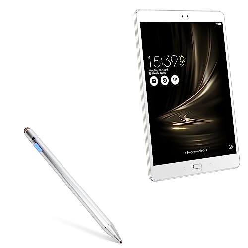 BoxWave Stylus Pen Compatible with ASUS ZenPad 3S 10 - AccuPoint Active Stylus, Electronic Stylus with Ultra Fine Tip - Metallic Silver