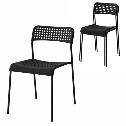 Acomoda Textil – Silla Apilable para Comedor y Cocina 77x40x47 cm con Asiento y Respaldo Perforados, Estructura Metálica Resistente para Uso Diario en Hogar y Oficina. (4 Ud, Negro)