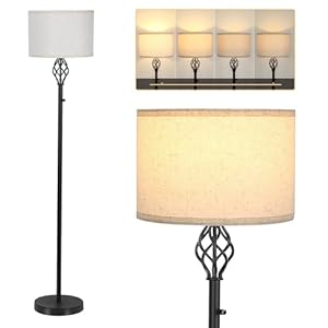 Floor Lamps for Living Room, Standing Lamp, Modern Floor lamp with Linen Shade, Rotary Switch, LED Bulb Included(10W 1000LM), Stepless Dimmable Floor Lamp for Bedroom, Reading Tall Lamp for Office