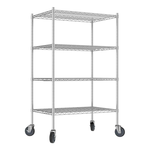 QUIET BOOK Commercial NSF Listed Chrome Mobile Wire Shelving Kit 24