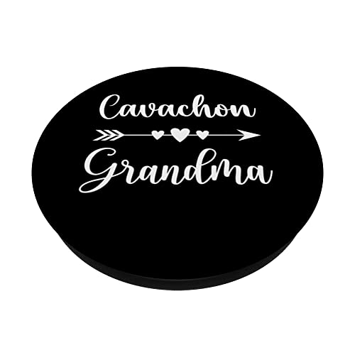 Cavachon Grandma Funny Cavachon Dog Lovers Gift Mother's Day PopSockets Swappable PopGrip, Black - Image 2