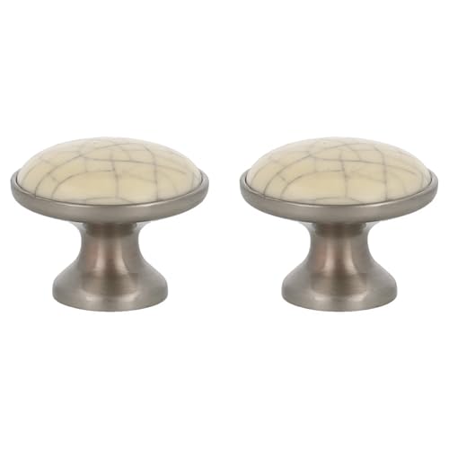 Amig - Lot de 2 Poignées pour meubles - Ø29 Mm - Couleur Nickel Brossé -En Zamak/Céramique - Pour tiroirs et armoires de cuisine et de salle de bain avec...