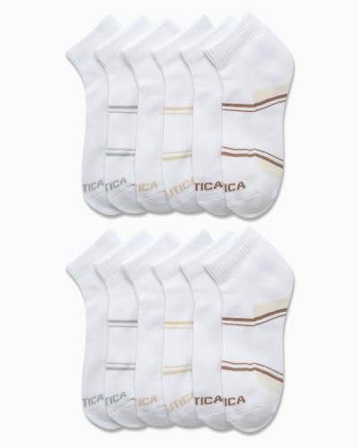 Image of Nautica Women's Quarter Cut Moisture Control Athletic Socks with Cushioned Comfort (12 Pack)