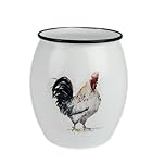 Fyne-Finds Metal Enamel Chicken Kitchen Jar Cockerel Utensils Home Kitchen Countertop Storage Holder Decor Gift