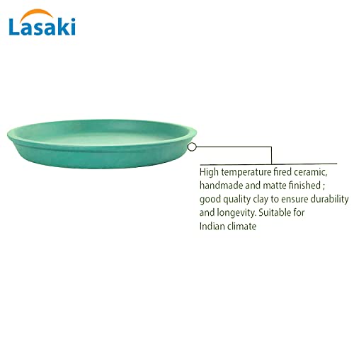Image of Lasaki Round Ceramic Trays (Plates Saucers) for Pots, planters, Flower, Succulent(Set of 2,deep Jungle,6 inch) R6(Plants not Included)