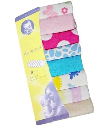 Sanvi Kids Baby Cotton Washcloths Napkin Hankies Soft Face Towels, Pack of 8