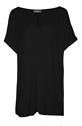 Fast Fashion - Top Batwing V Plaine Cou Bouffant T-Shirt Oversize - Femmes Cover